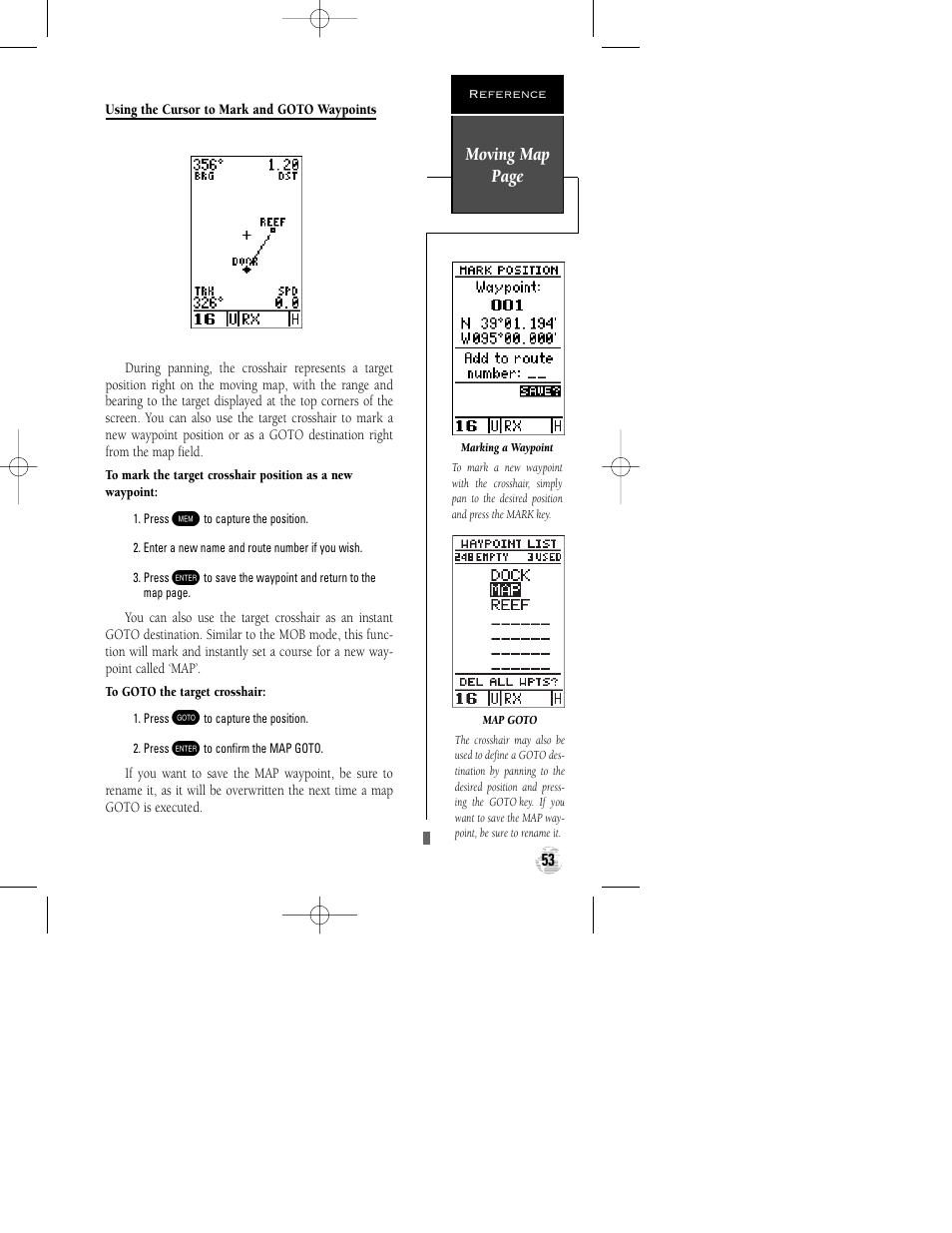 Moving map page | Garmin GPSCOM 170 User Manual | Page 58 / 88