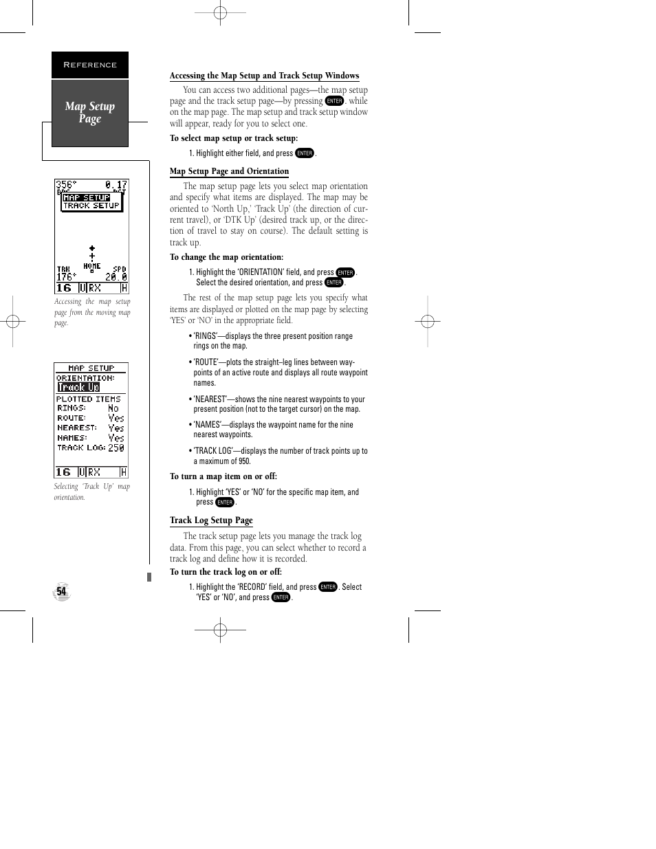 Map setup page | Garmin GPSCOM 170 User Manual | Page 59 / 88