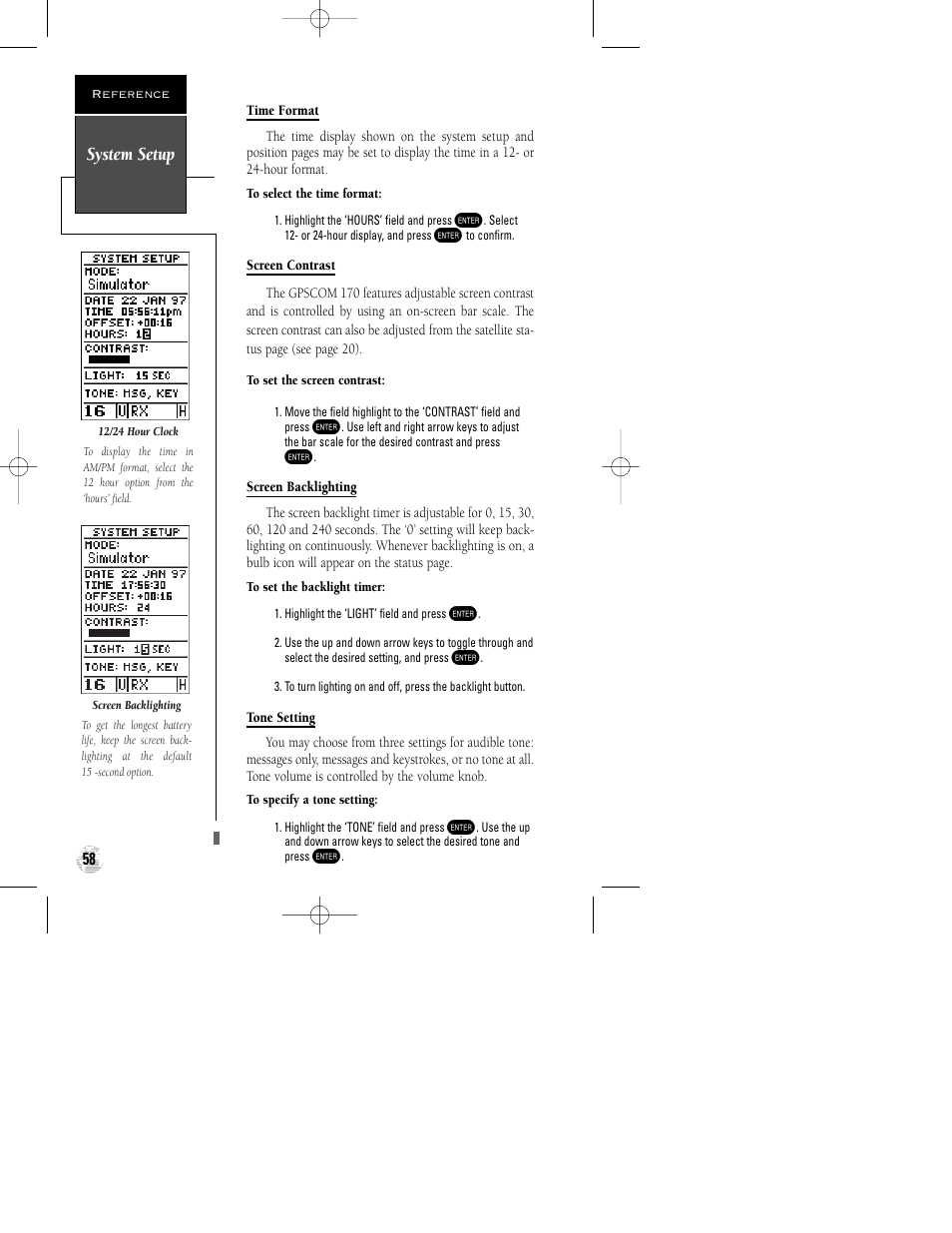 System setup | Garmin GPSCOM 170 User Manual | Page 63 / 88