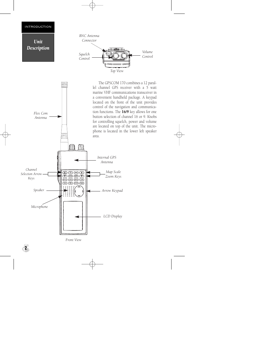 Unit description | Garmin GPSCOM 170 User Manual | Page 7 / 88