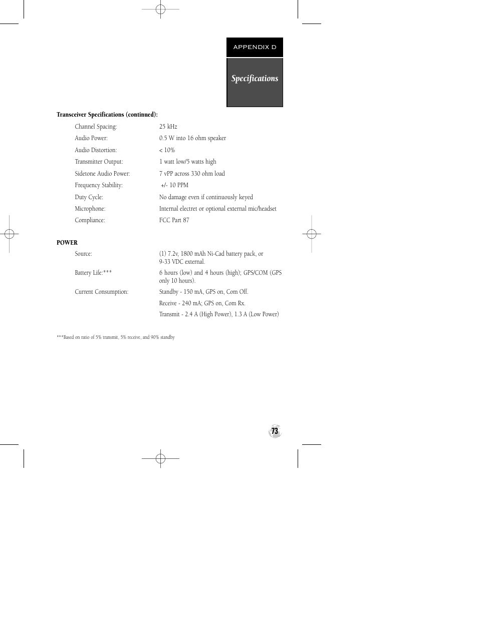 Specifications | Garmin GPSCOM 170 User Manual | Page 78 / 88