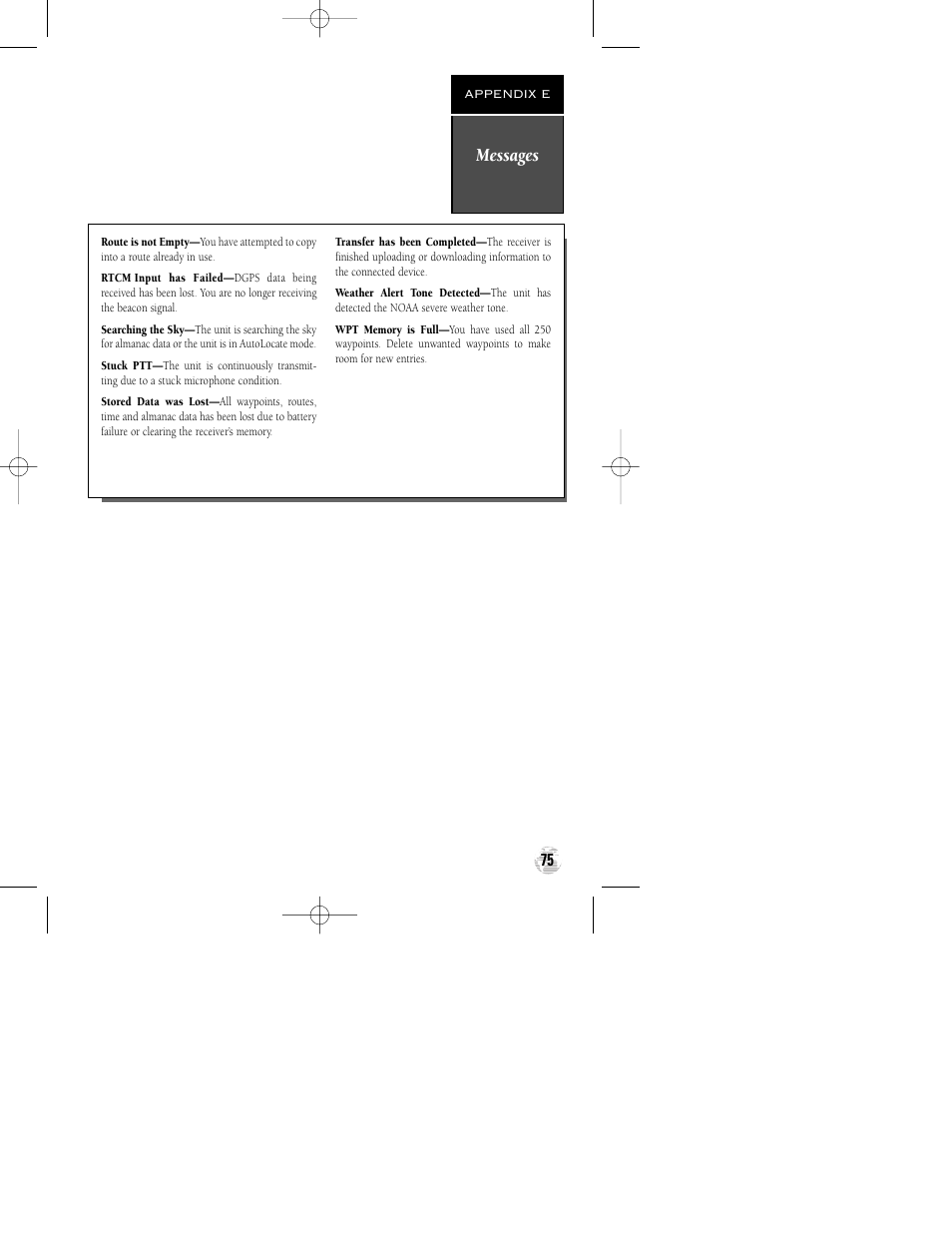 Messages | Garmin GPSCOM 170 User Manual | Page 80 / 88