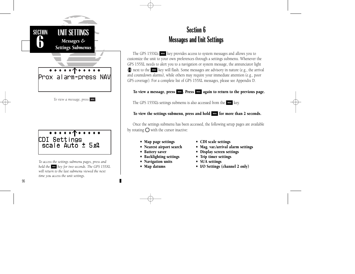 Unit settings | Garmin GPS 155XL TSO User Manual | Page 106 / 146