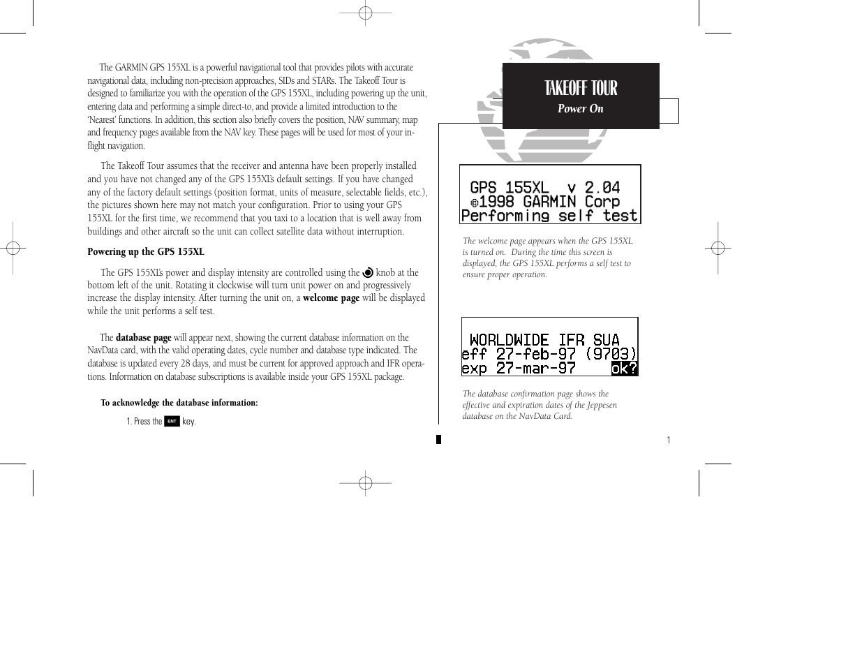 Takeoff tour | Garmin GPS 155XL TSO User Manual | Page 11 / 146