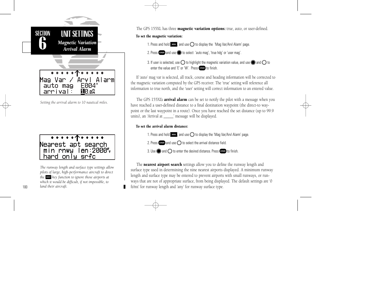Unit settings | Garmin GPS 155XL TSO User Manual | Page 110 / 146