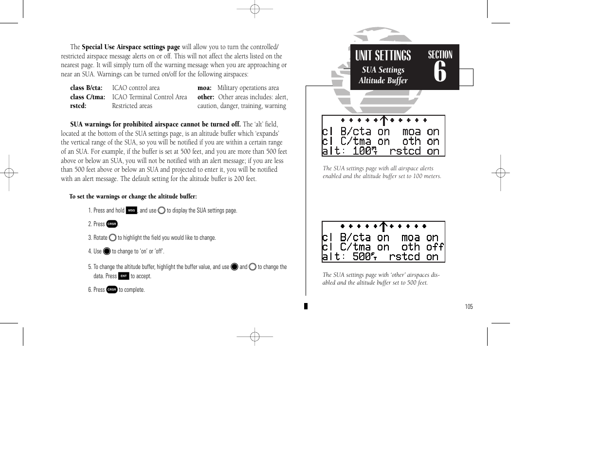 Unit settings | Garmin GPS 155XL TSO User Manual | Page 115 / 146