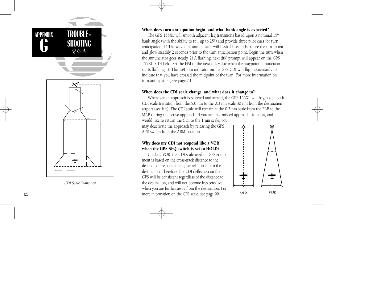 Trouble- shooting, Appendix, Q & a | Garmin GPS 155XL TSO User Manual | Page 138 / 146