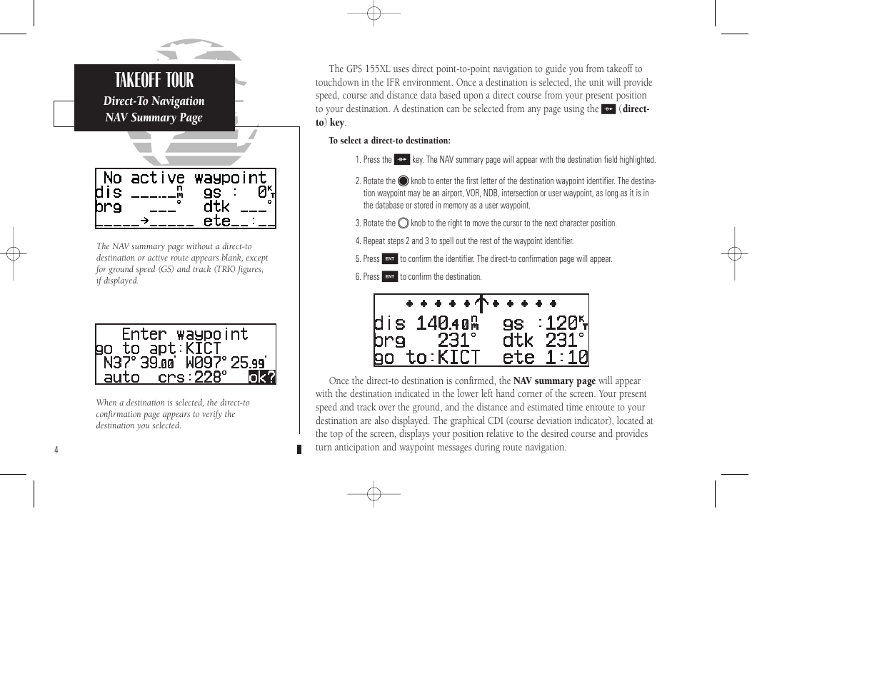 Takeoff tour | Garmin GPS 155XL TSO User Manual | Page 14 / 146