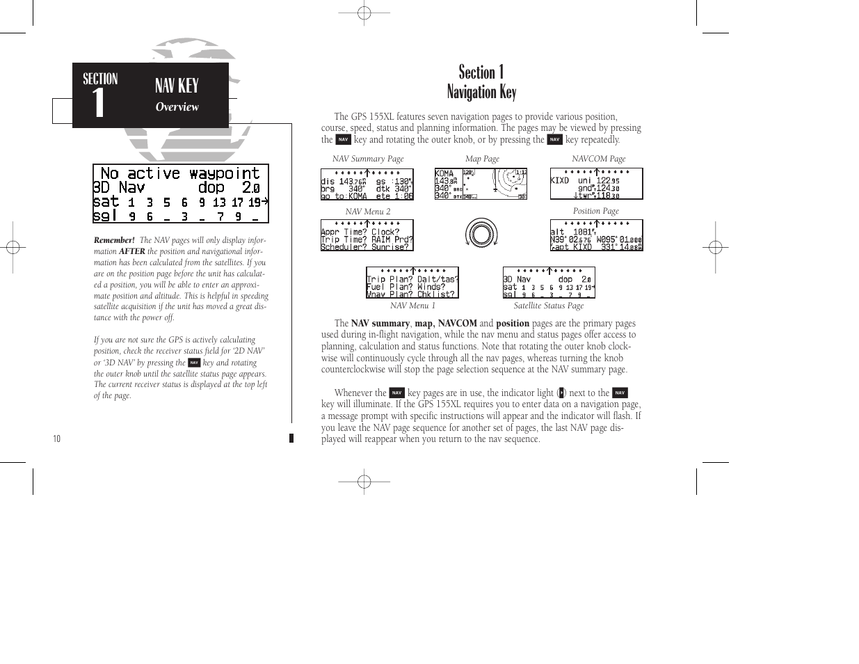 Nav key | Garmin GPS 155XL TSO User Manual | Page 20 / 146