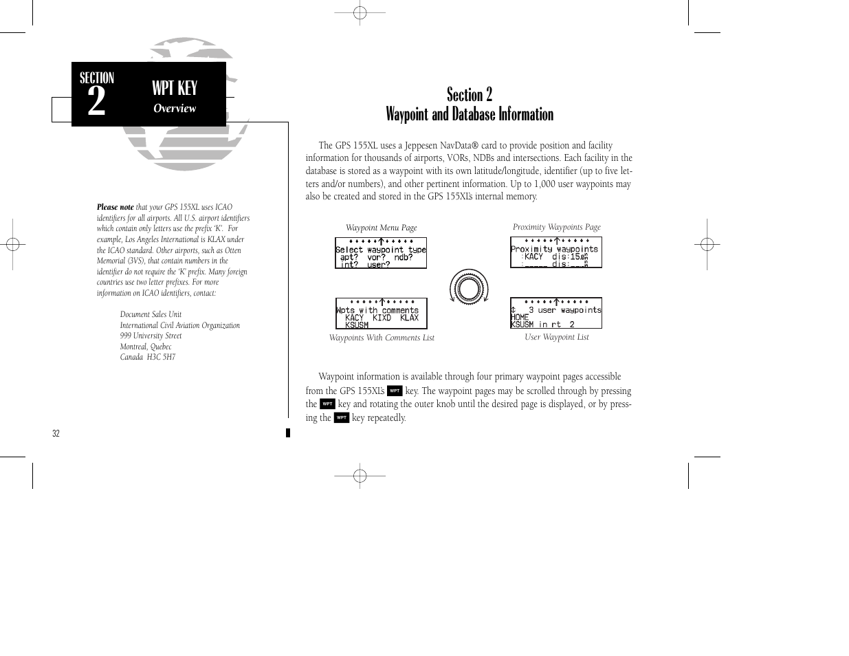 Wpt key | Garmin GPS 155XL TSO User Manual | Page 42 / 146