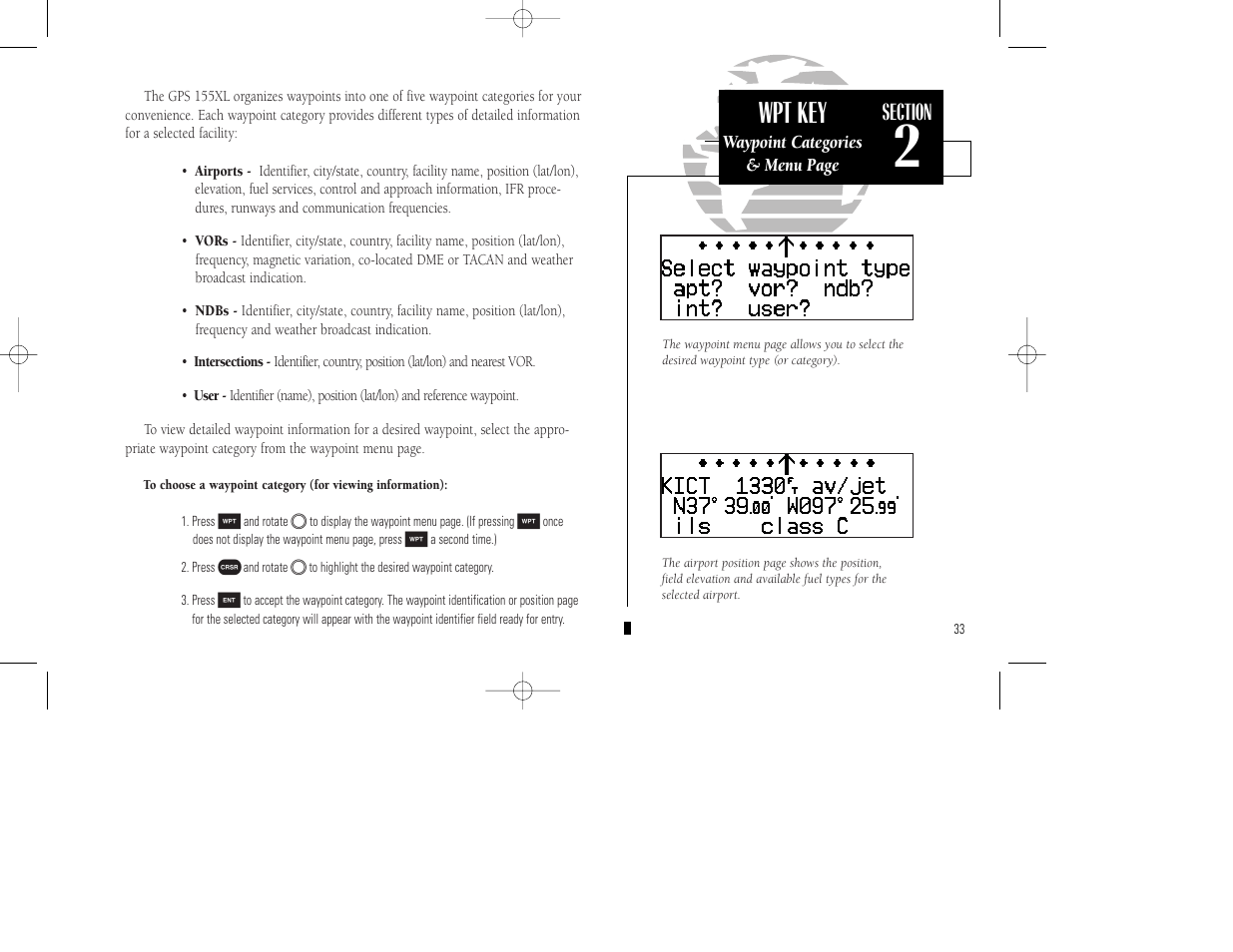 Wpt key | Garmin GPS 155XL TSO User Manual | Page 43 / 146