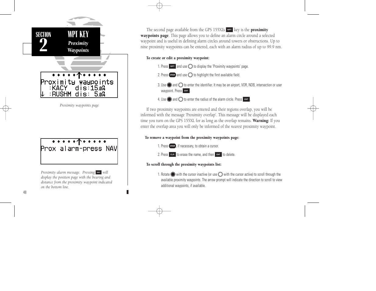 Wpt key | Garmin GPS 155XL TSO User Manual | Page 58 / 146