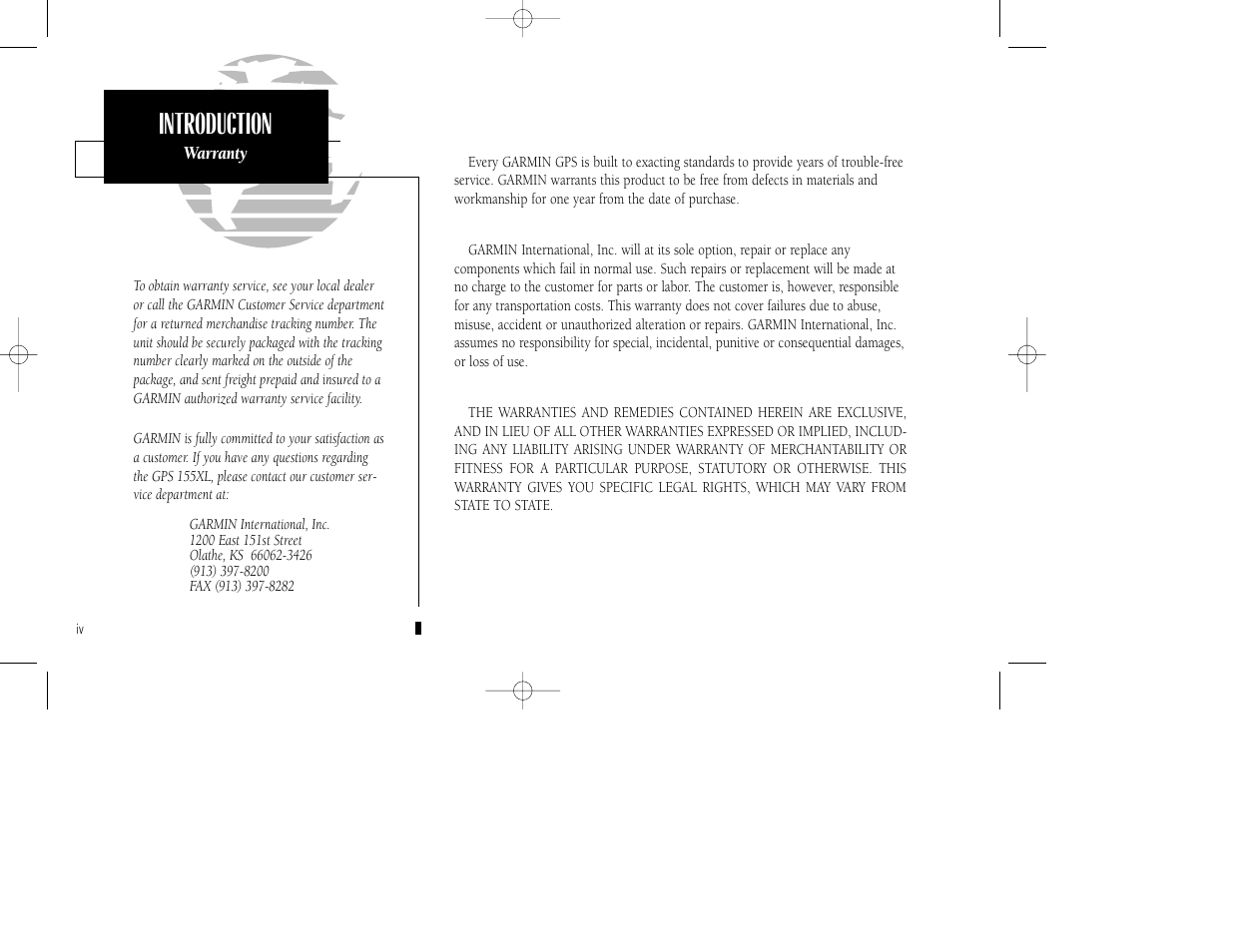 Introduction | Garmin GPS 155XL TSO User Manual | Page 6 / 146