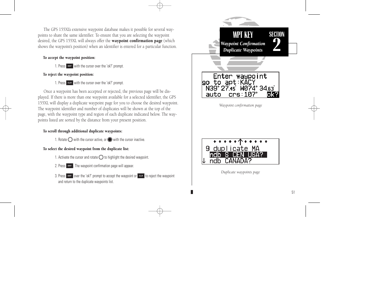 Wpt key | Garmin GPS 155XL TSO User Manual | Page 61 / 146