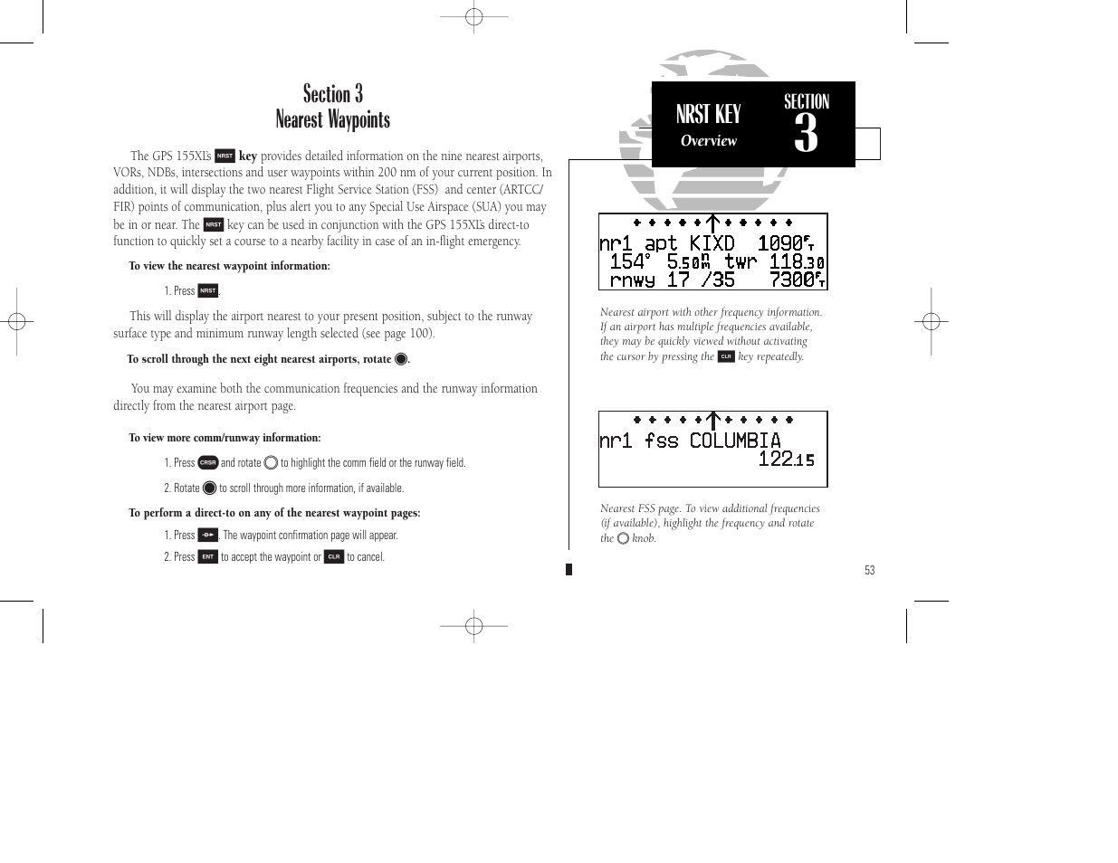 Nrst key | Garmin GPS 155XL TSO User Manual | Page 63 / 146