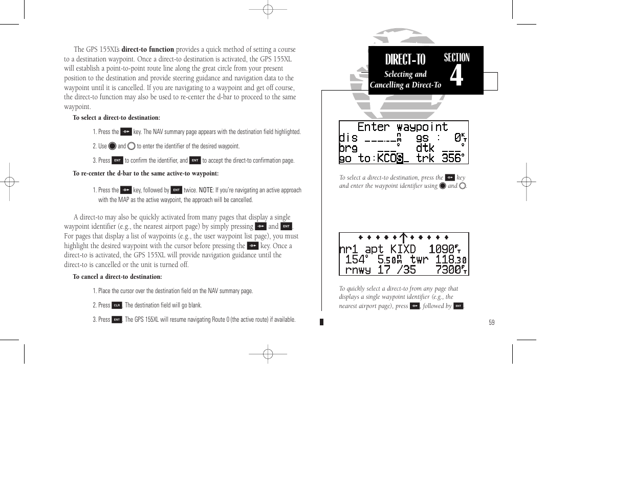 Direct-to | Garmin GPS 155XL TSO User Manual | Page 69 / 146