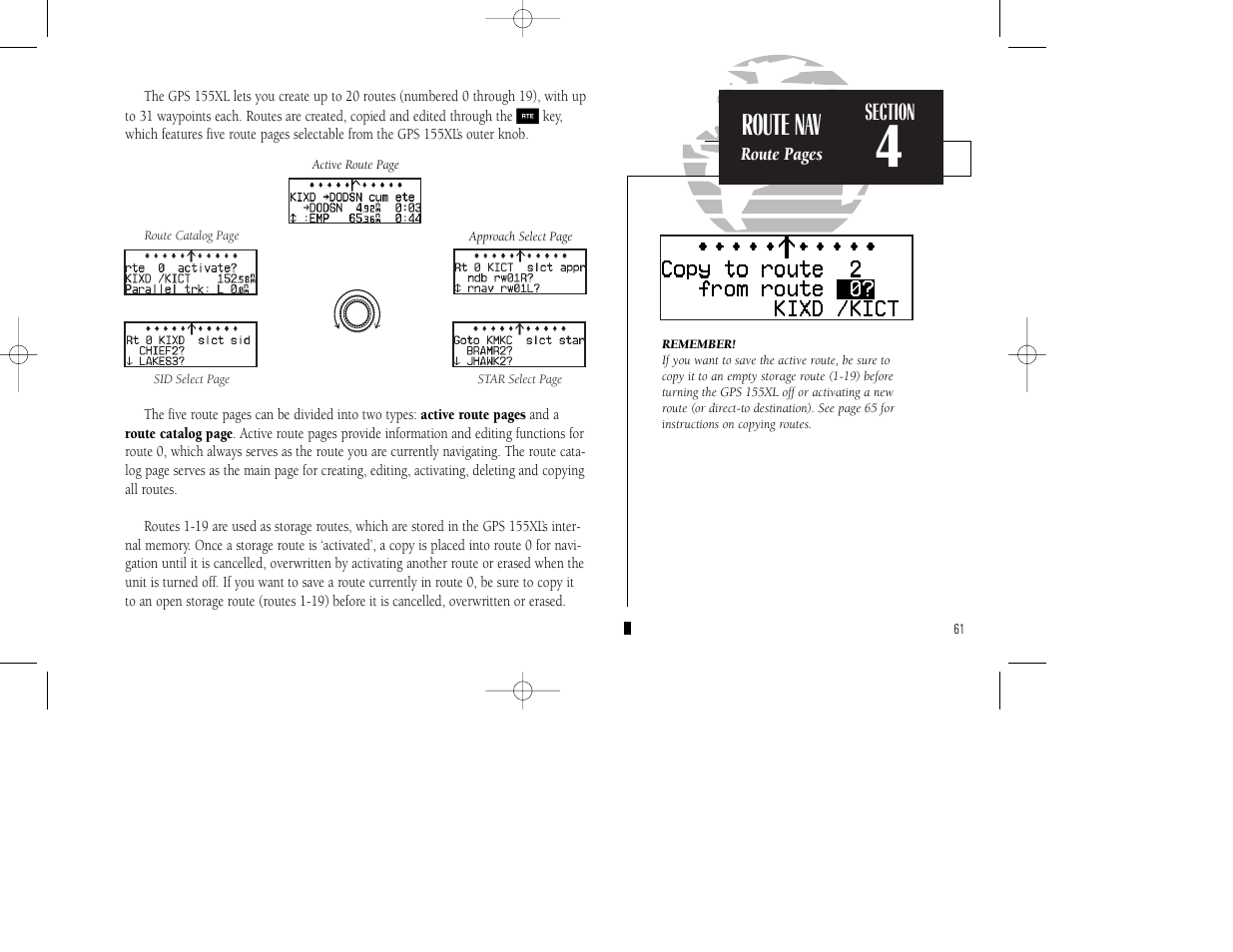 Route nav | Garmin GPS 155XL TSO User Manual | Page 71 / 146