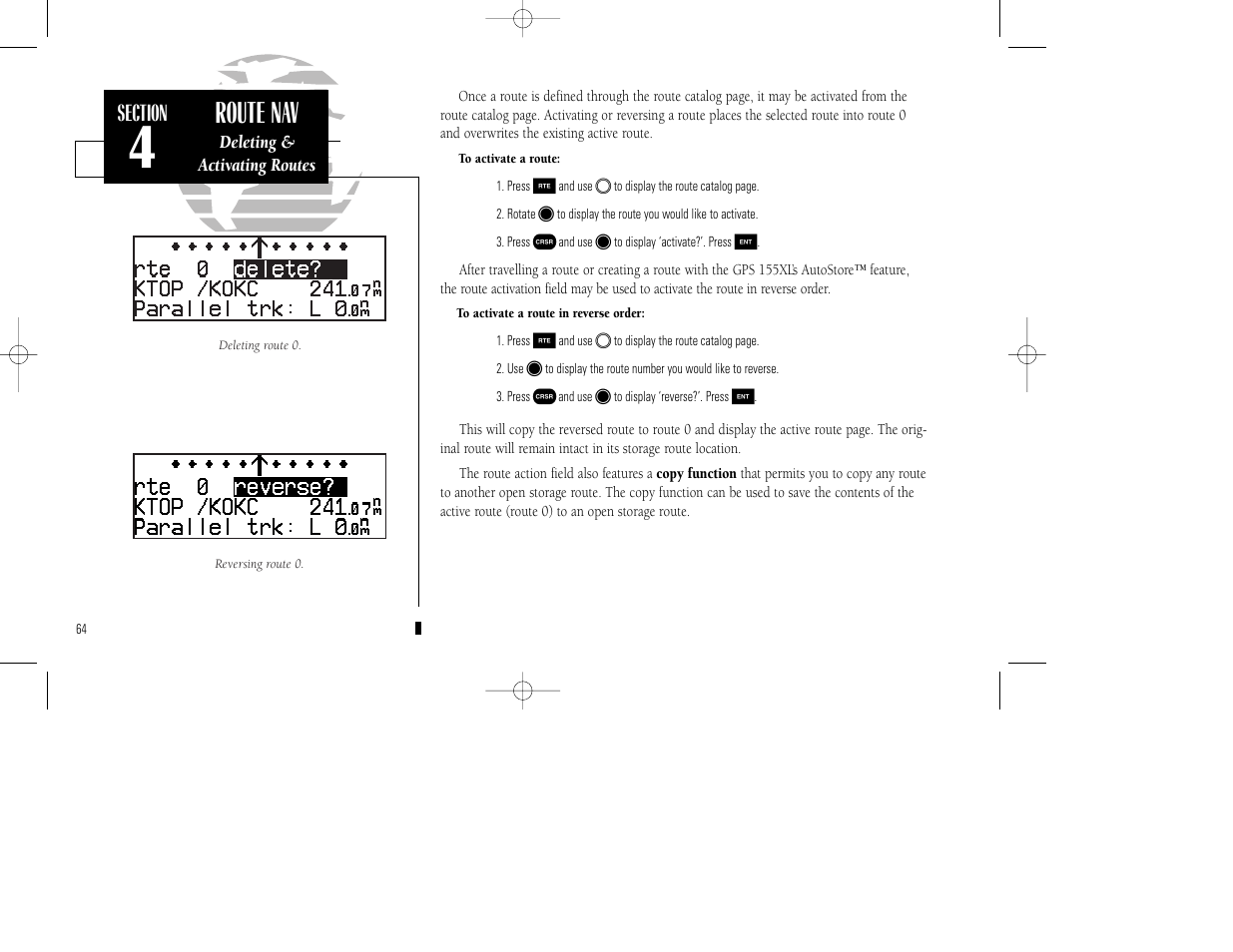 Route nav | Garmin GPS 155XL TSO User Manual | Page 74 / 146