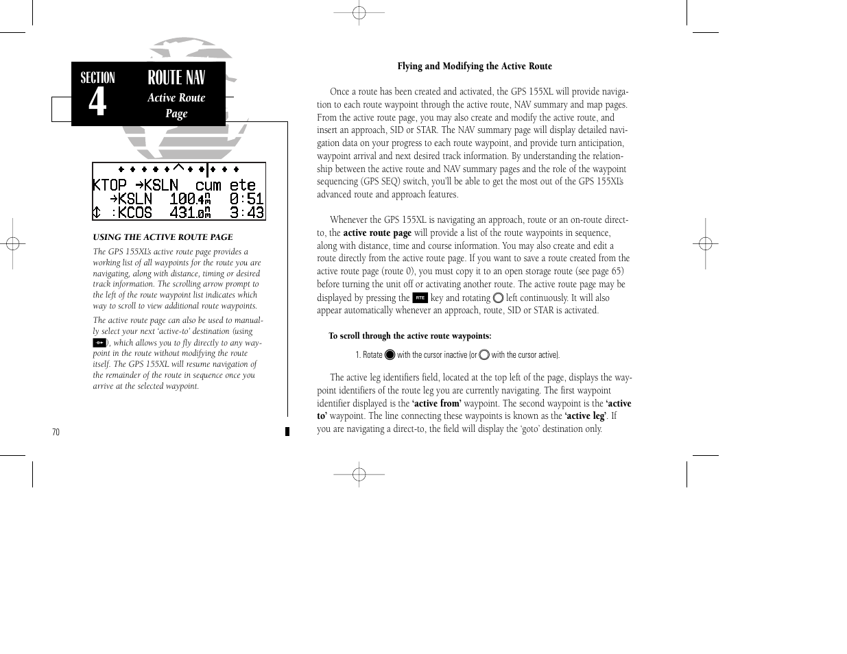 Route nav | Garmin GPS 155XL TSO User Manual | Page 80 / 146