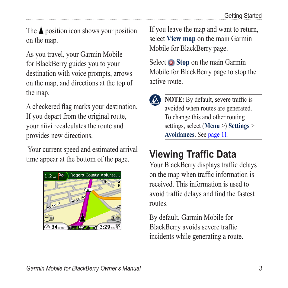 Viewing traffic data | Garmin Mobile for BlackBerry User Manual | Page 7 / 28