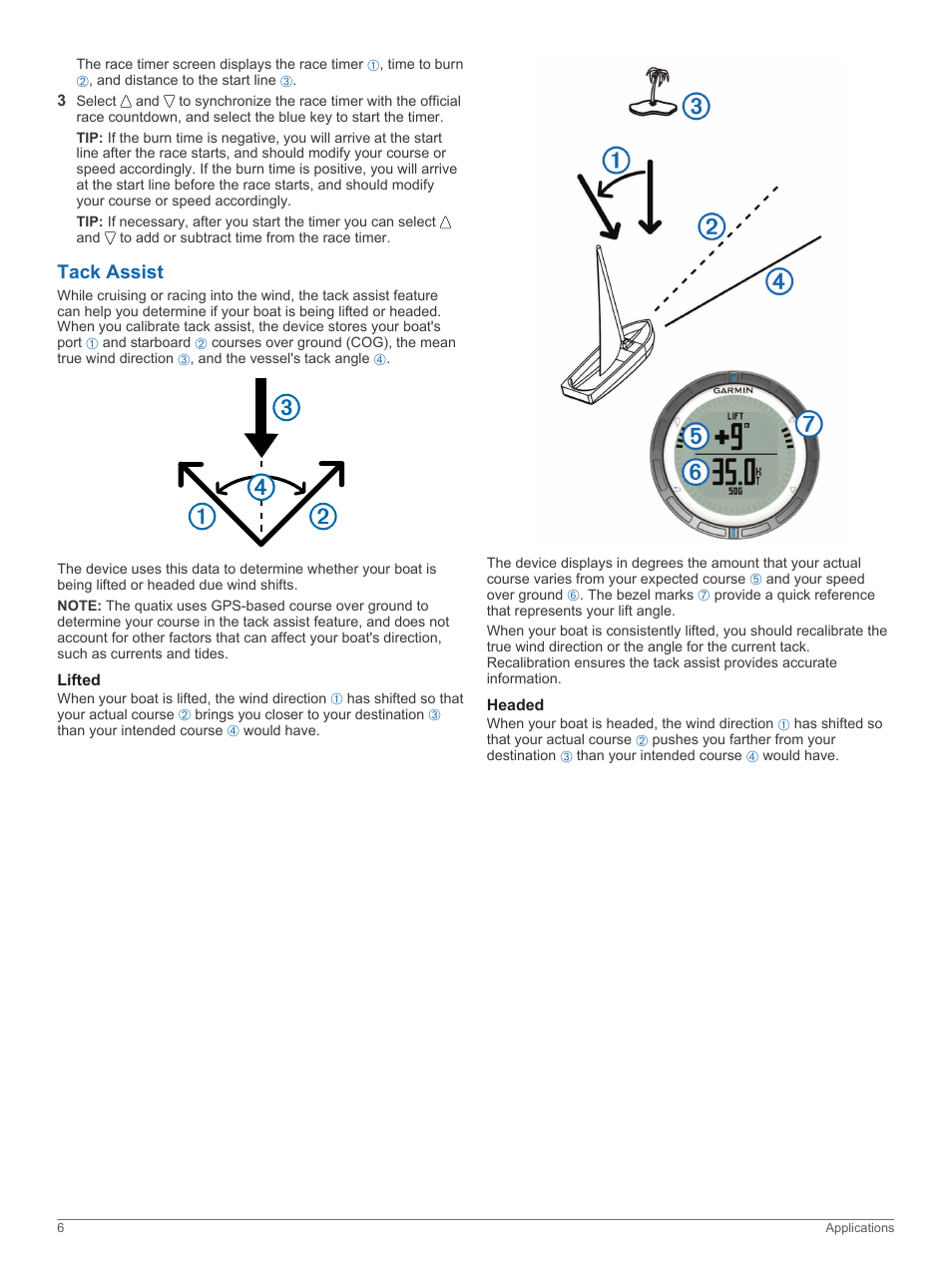 Tack assist, Lifted, Headed | Lifted headed | Garmin quatix User Manual | Page 10 / 22