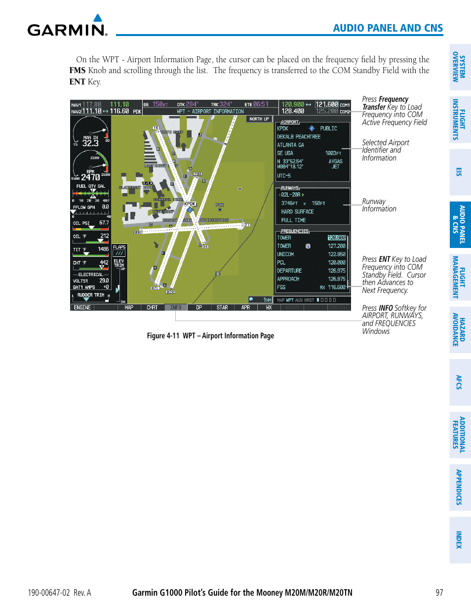 Audio panel and cns | Garmin G1000 Mooney M20TN User Manual | Page 111 / 524