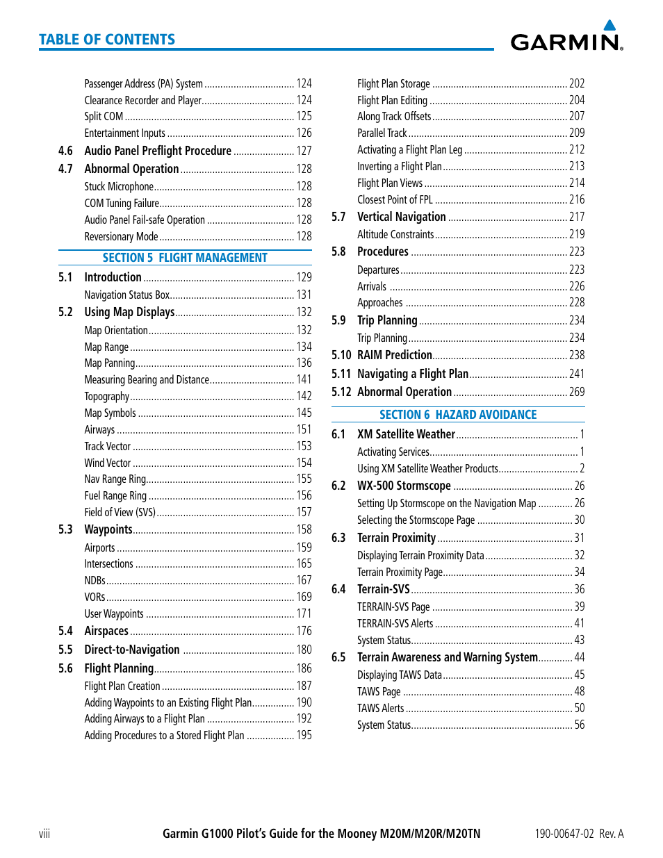 Garmin G1000 Mooney M20TN User Manual | Page 12 / 524