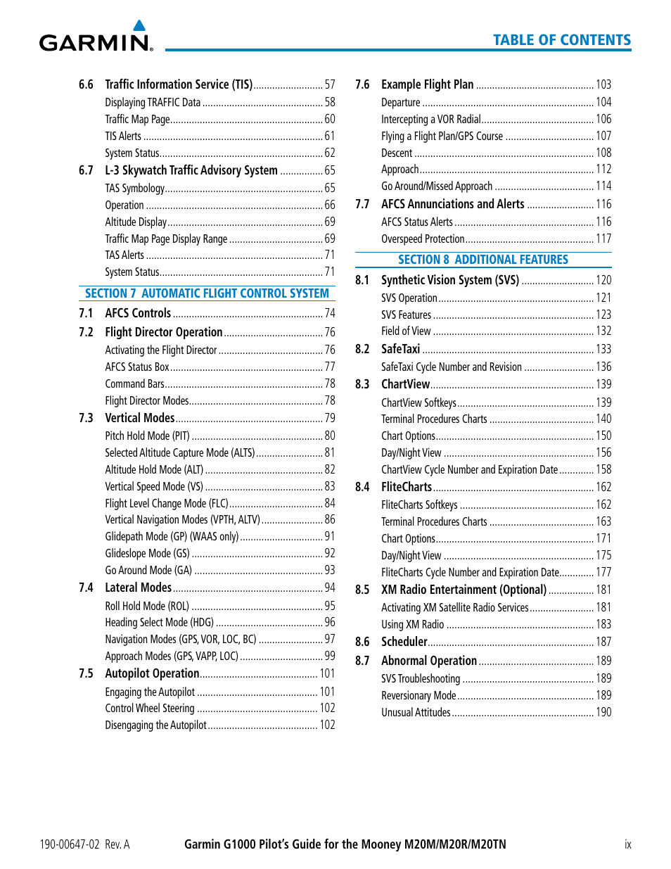 Garmin G1000 Mooney M20TN User Manual | Page 13 / 524