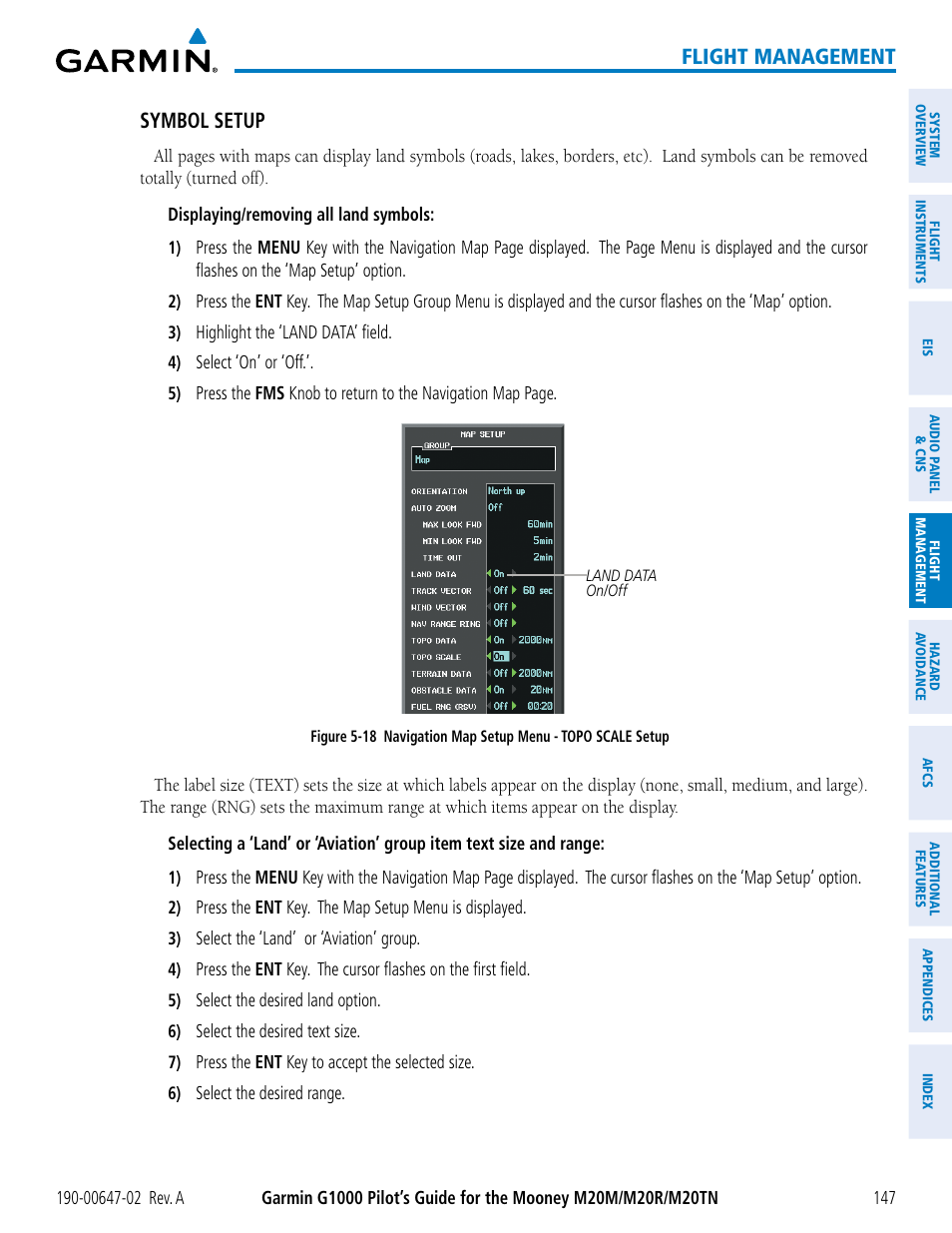 Flight management, Symbol setup | Garmin G1000 Mooney M20TN User Manual | Page 161 / 524