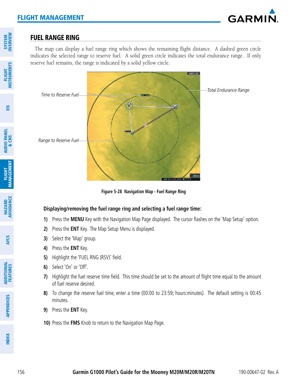 Fuel range ring, Flight management | Garmin G1000 Mooney M20TN User Manual | Page 170 / 524