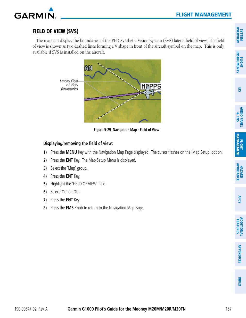Field of view (svs), Flight management | Garmin G1000 Mooney M20TN User Manual | Page 171 / 524