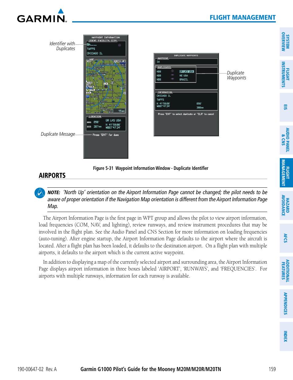 Airports, Flight management | Garmin G1000 Mooney M20TN User Manual | Page 173 / 524