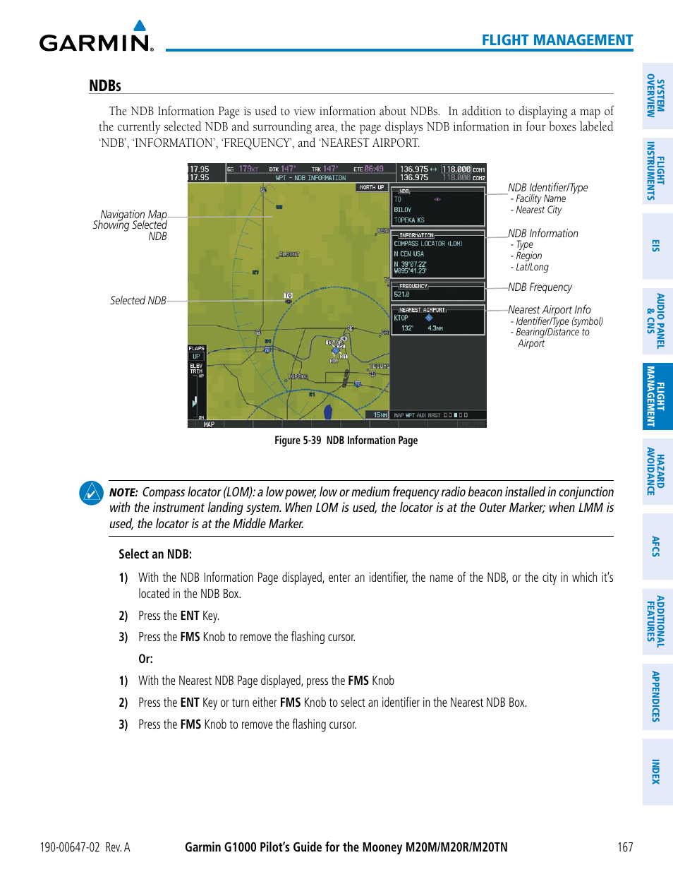 Ndbs, Flight management | Garmin G1000 Mooney M20TN User Manual | Page 181 / 524