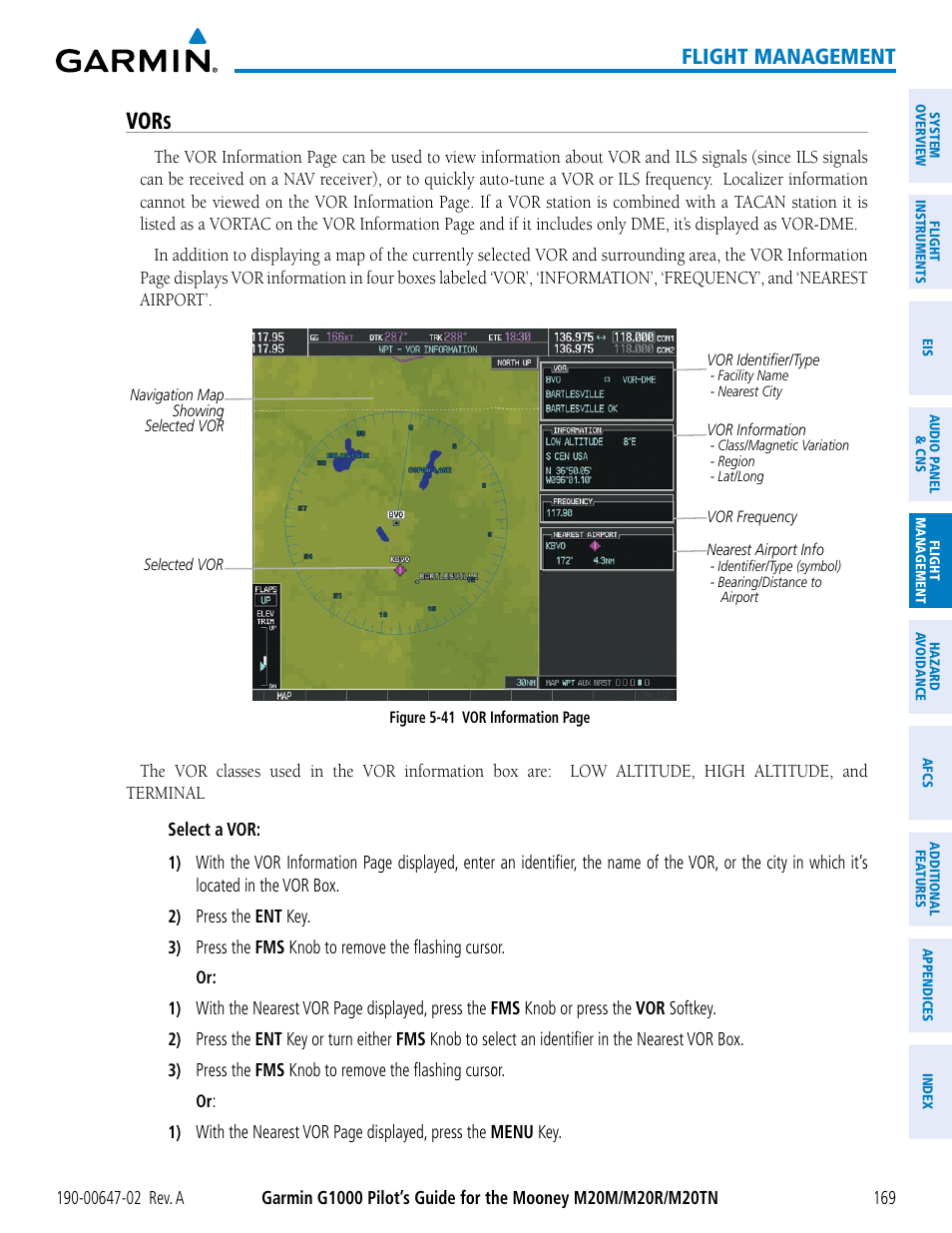 Vors, Flight management | Garmin G1000 Mooney M20TN User Manual | Page 183 / 524