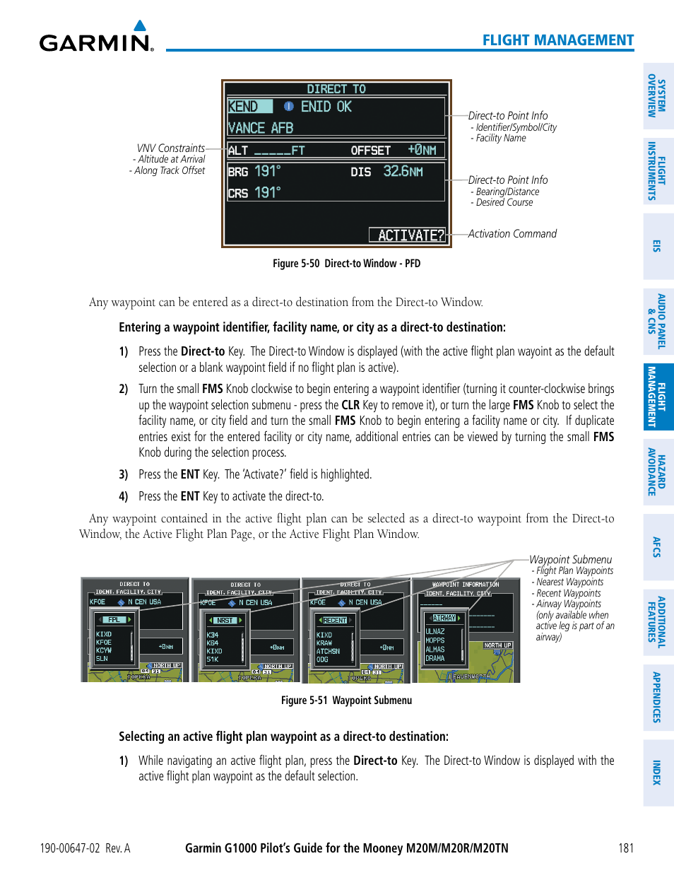 Flight management | Garmin G1000 Mooney M20TN User Manual | Page 195 / 524