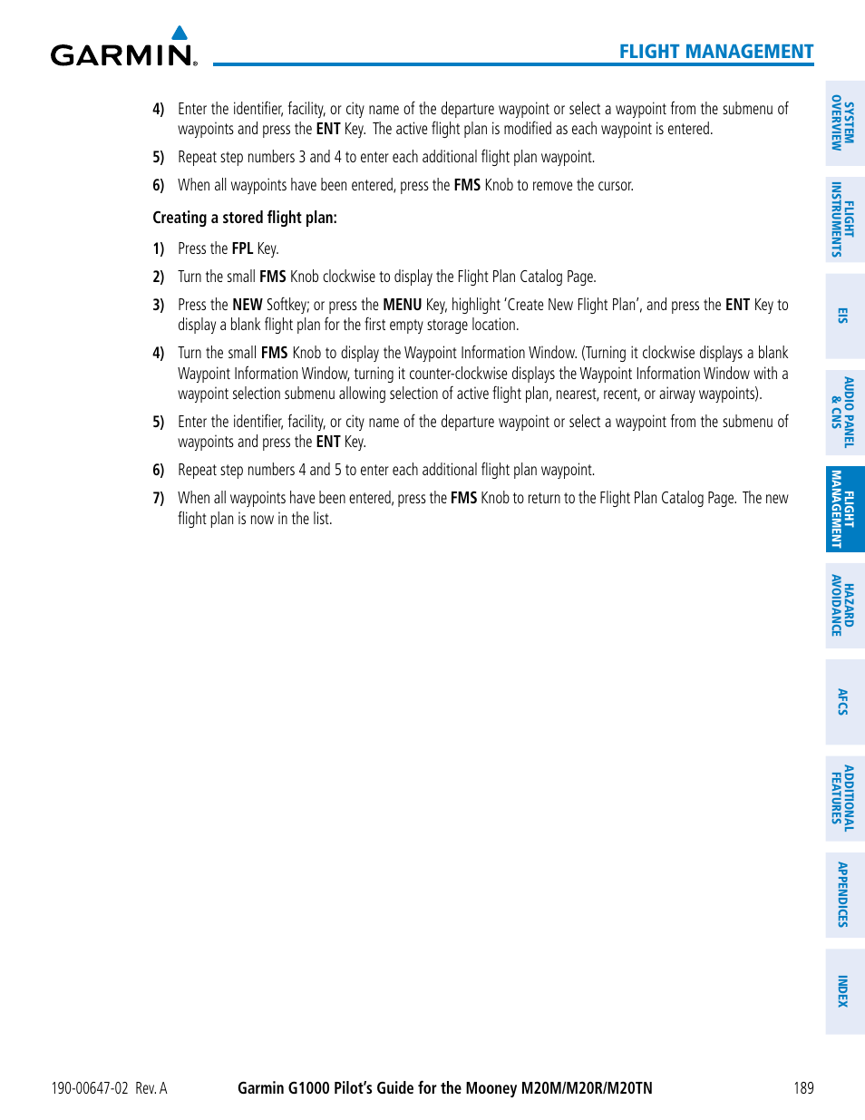 Flight management | Garmin G1000 Mooney M20TN User Manual | Page 203 / 524