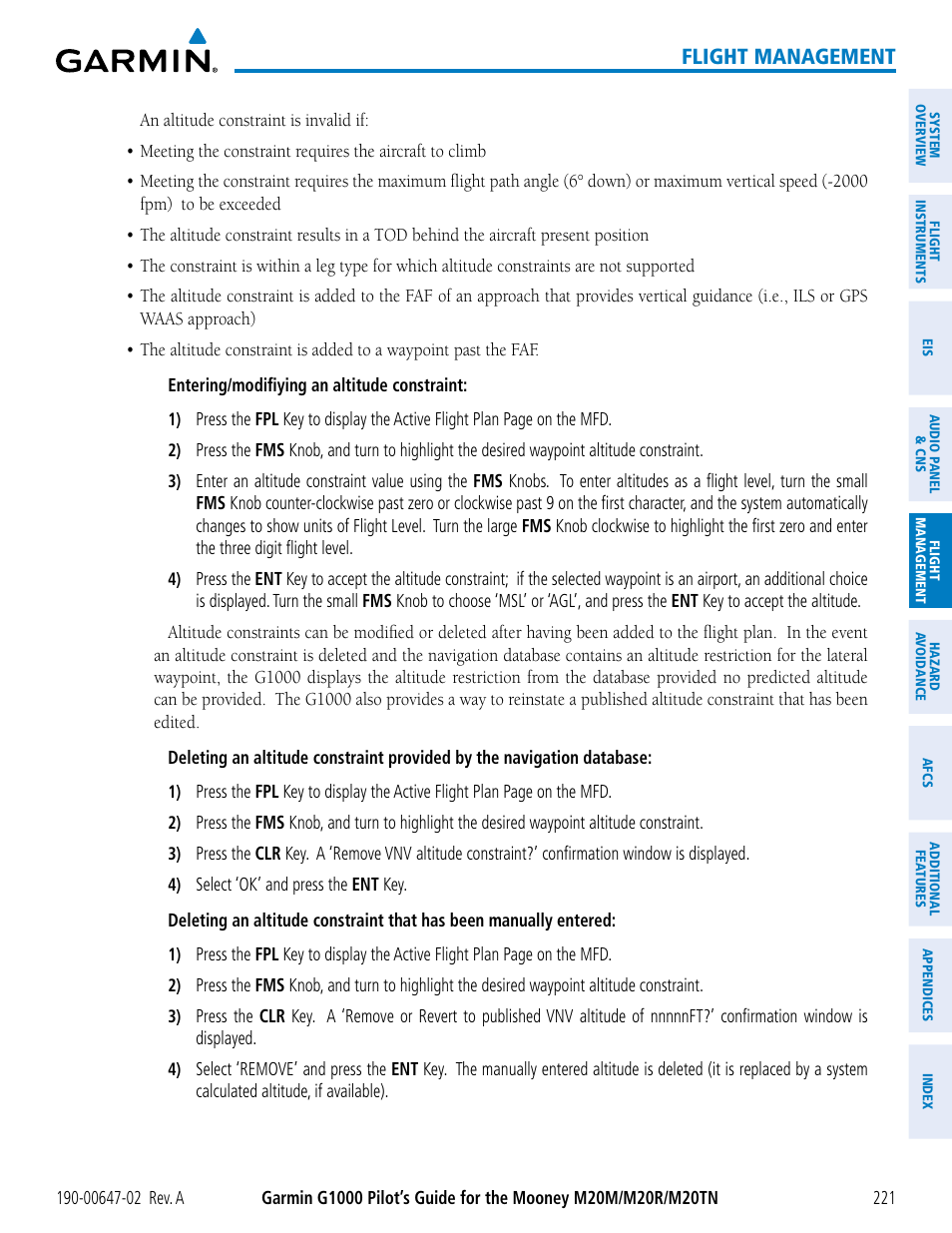 Flight management | Garmin G1000 Mooney M20TN User Manual | Page 235 / 524