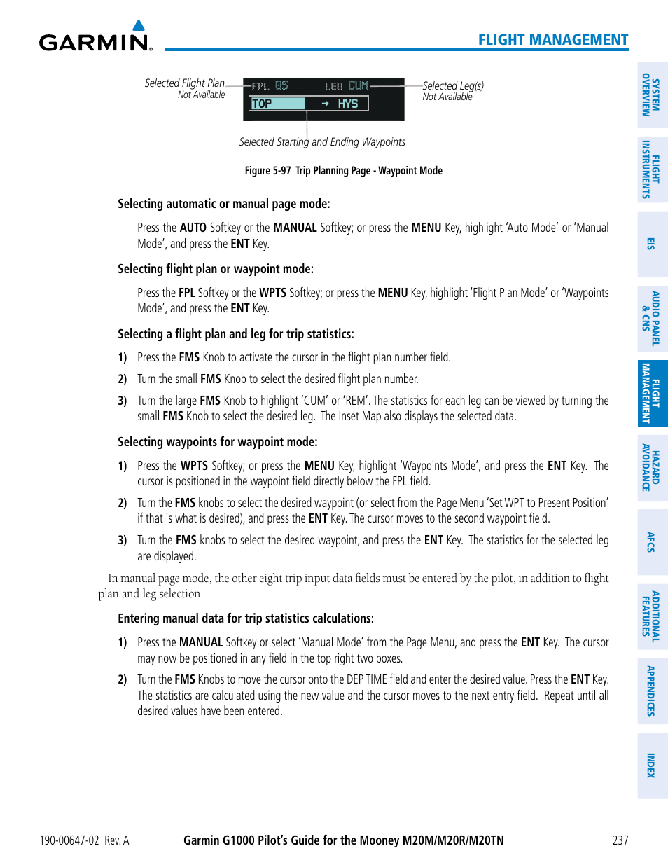 Flight management | Garmin G1000 Mooney M20TN User Manual | Page 251 / 524