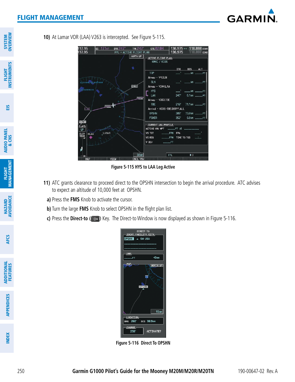 Flight management | Garmin G1000 Mooney M20TN User Manual | Page 264 / 524