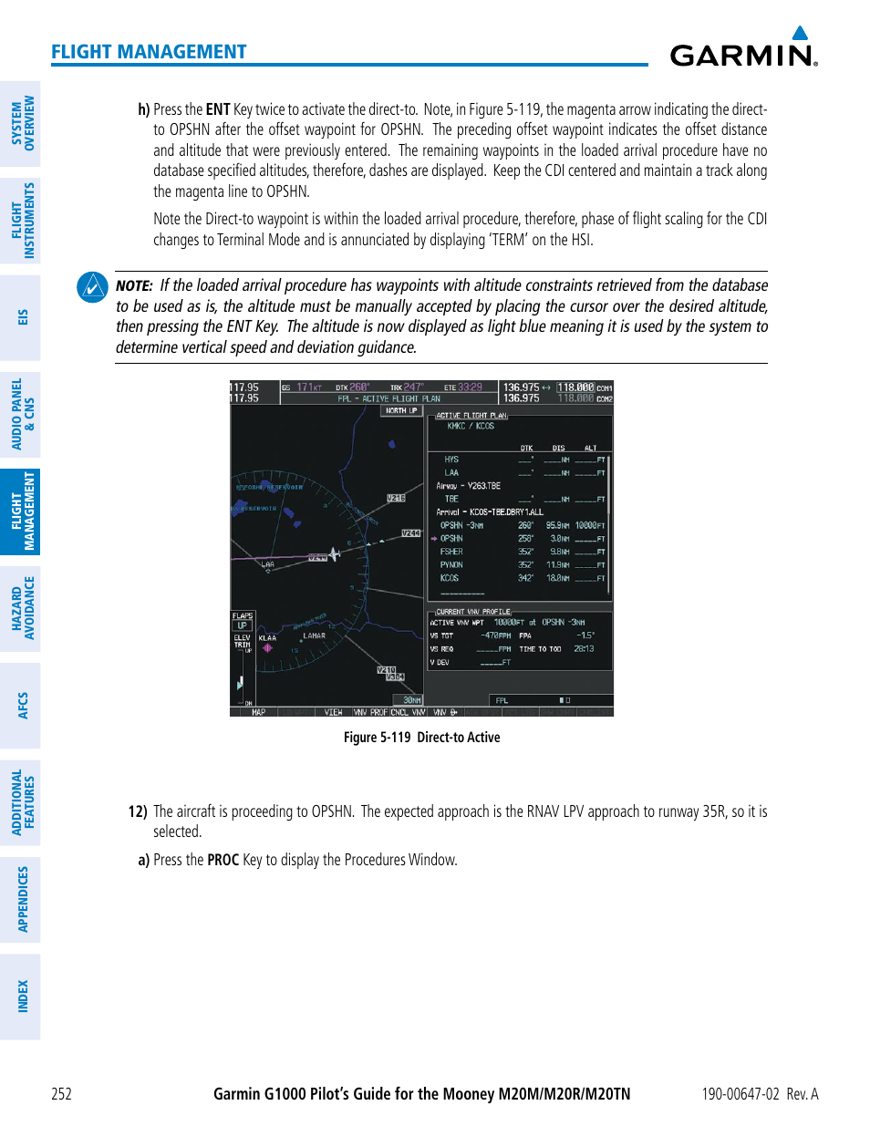 Flight management | Garmin G1000 Mooney M20TN User Manual | Page 266 / 524