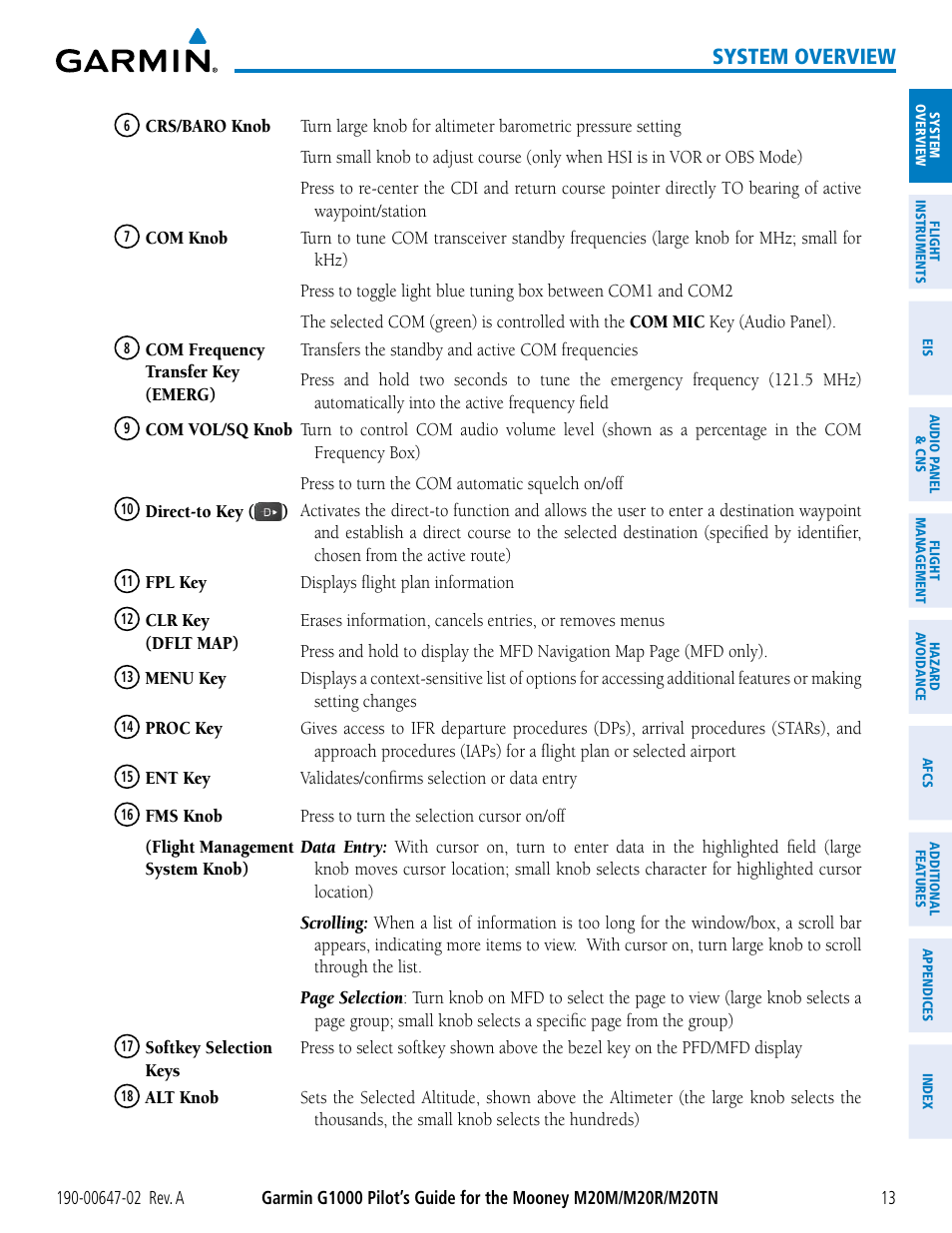 System overview | Garmin G1000 Mooney M20TN User Manual | Page 27 / 524