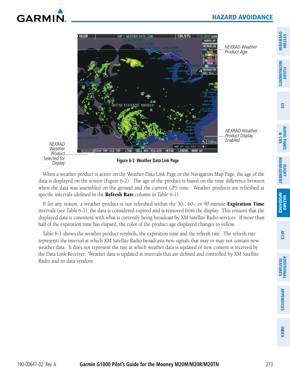 Hazard avoidance | Garmin G1000 Mooney M20TN User Manual | Page 287 / 524