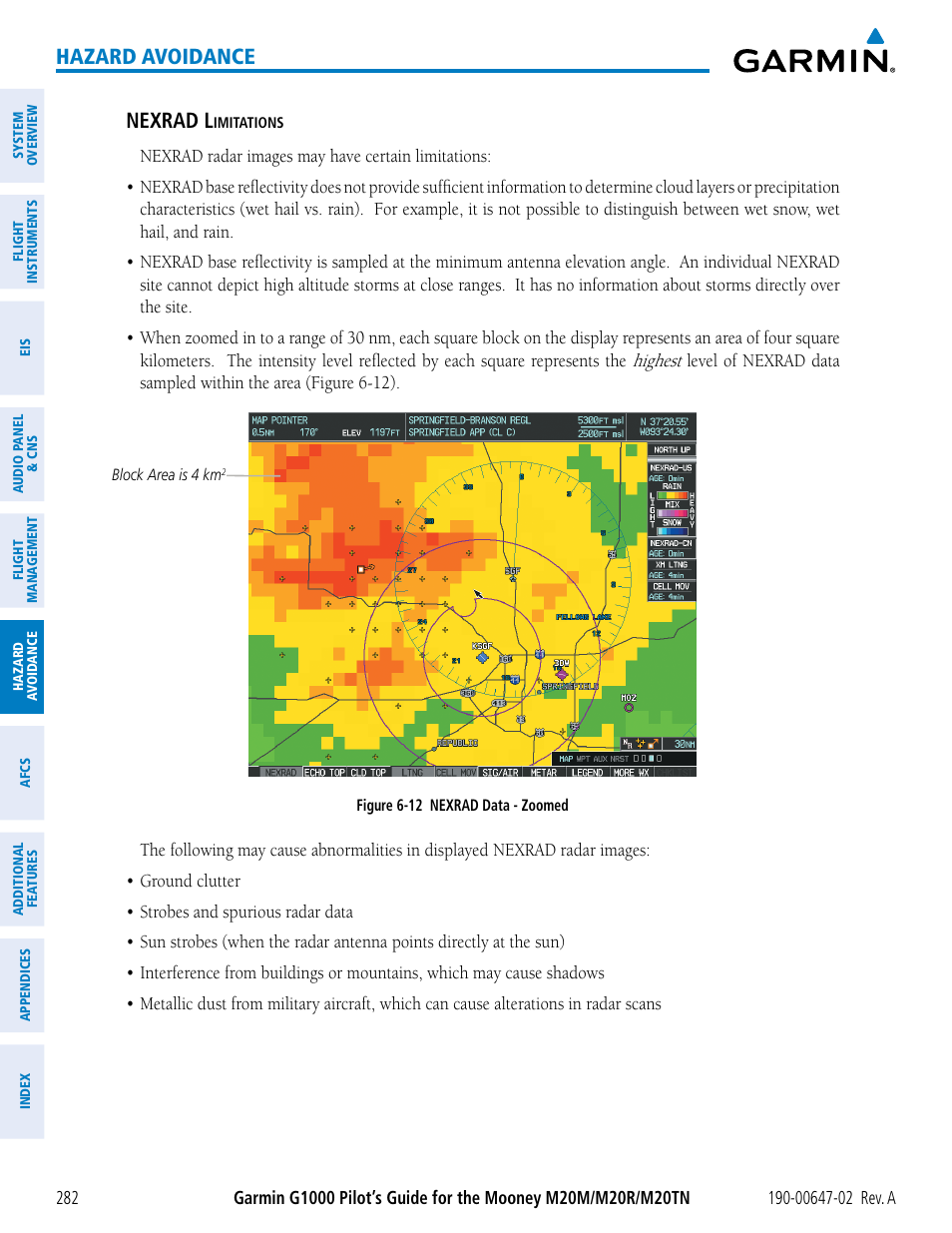 Hazard avoidance, Nexrad l | Garmin G1000 Mooney M20TN User Manual | Page 296 / 524