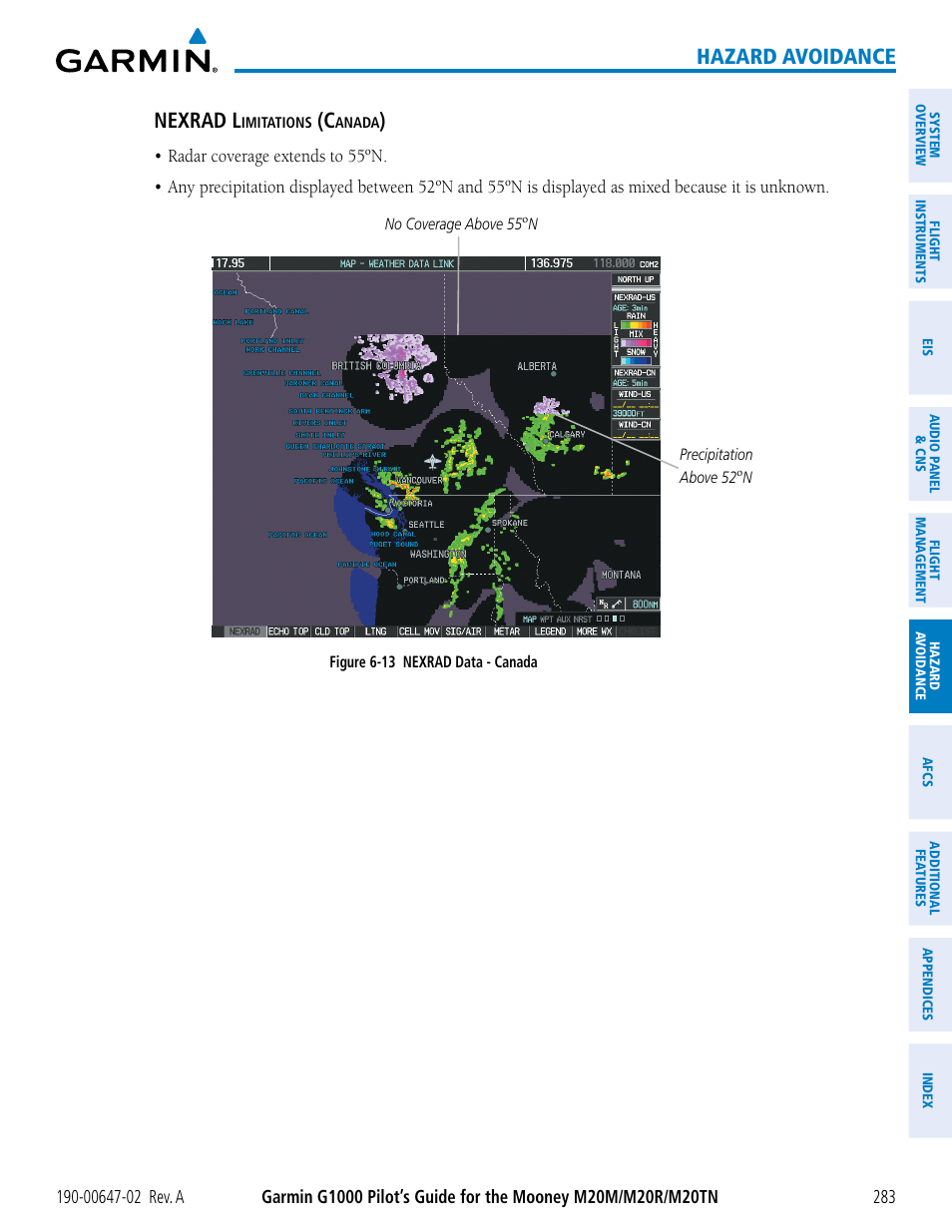 Hazard avoidance, Nexrad l | Garmin G1000 Mooney M20TN User Manual | Page 297 / 524