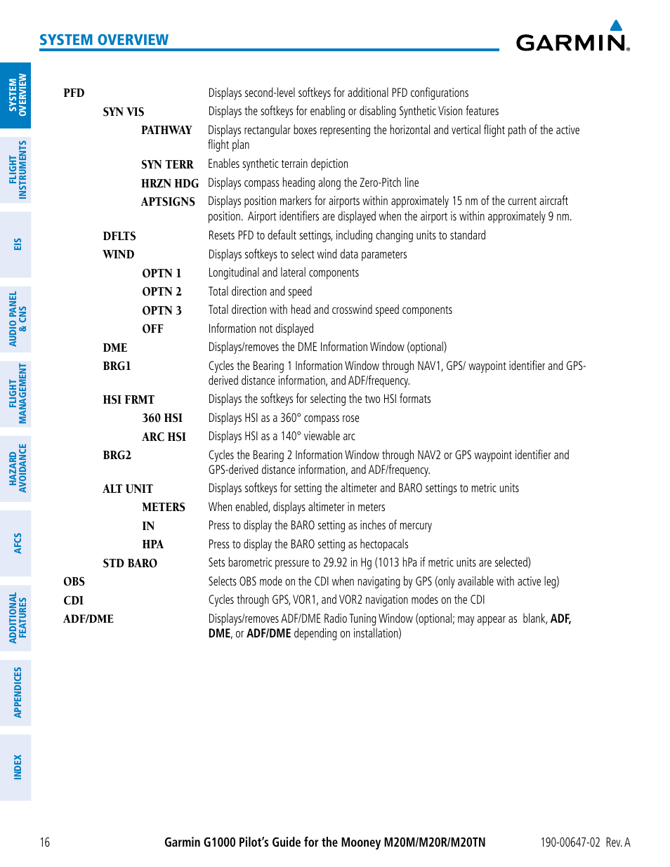 System overview | Garmin G1000 Mooney M20TN User Manual | Page 30 / 524