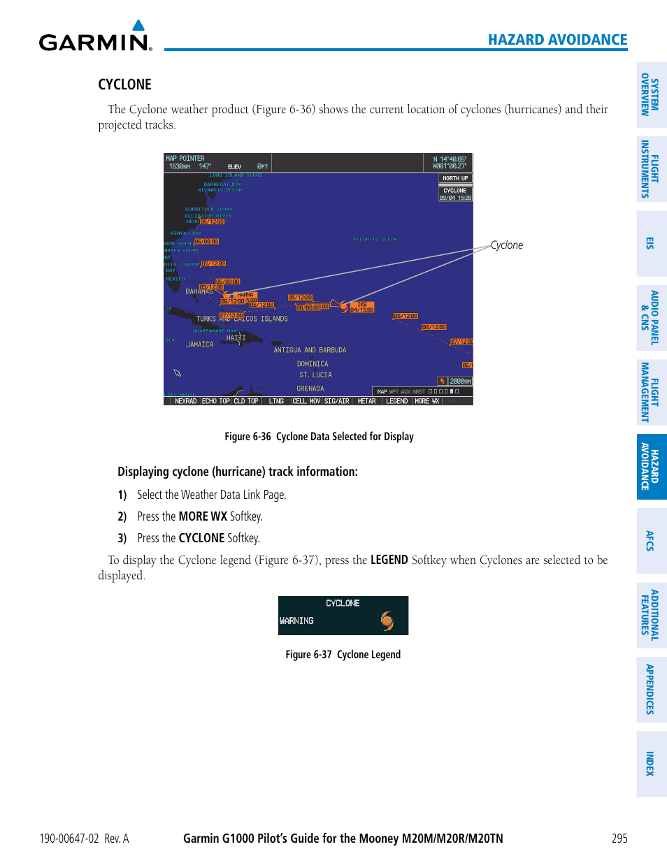 Hazard avoidance, Cyclone | Garmin G1000 Mooney M20TN User Manual | Page 309 / 524