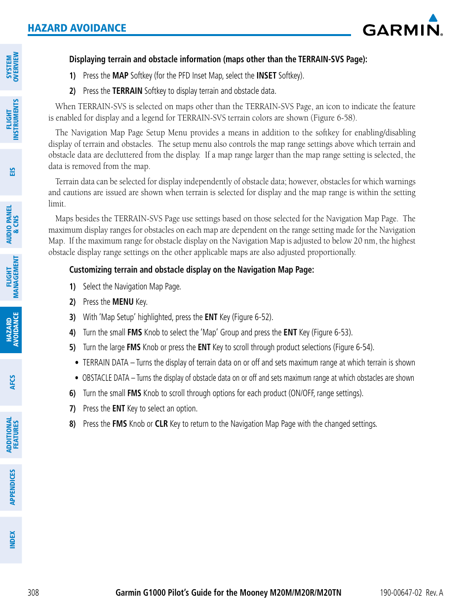 Hazard avoidance | Garmin G1000 Mooney M20TN User Manual | Page 322 / 524