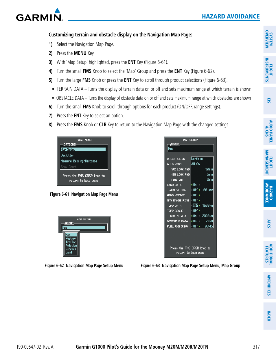 Hazard avoidance | Garmin G1000 Mooney M20TN User Manual | Page 331 / 524