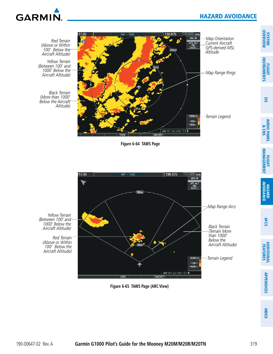 Hazard avoidance | Garmin G1000 Mooney M20TN User Manual | Page 333 / 524