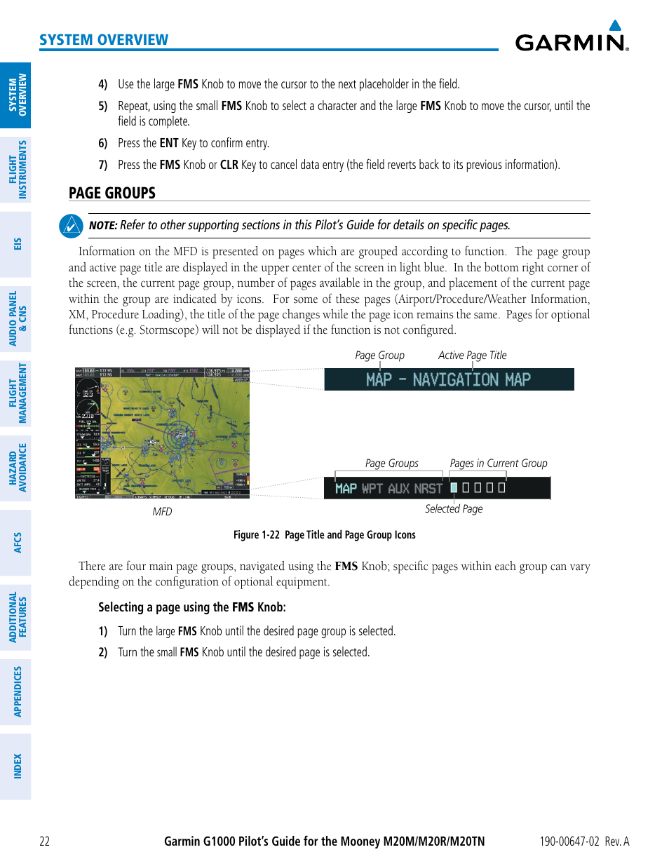 Page groups, System overview | Garmin G1000 Mooney M20TN User Manual | Page 36 / 524